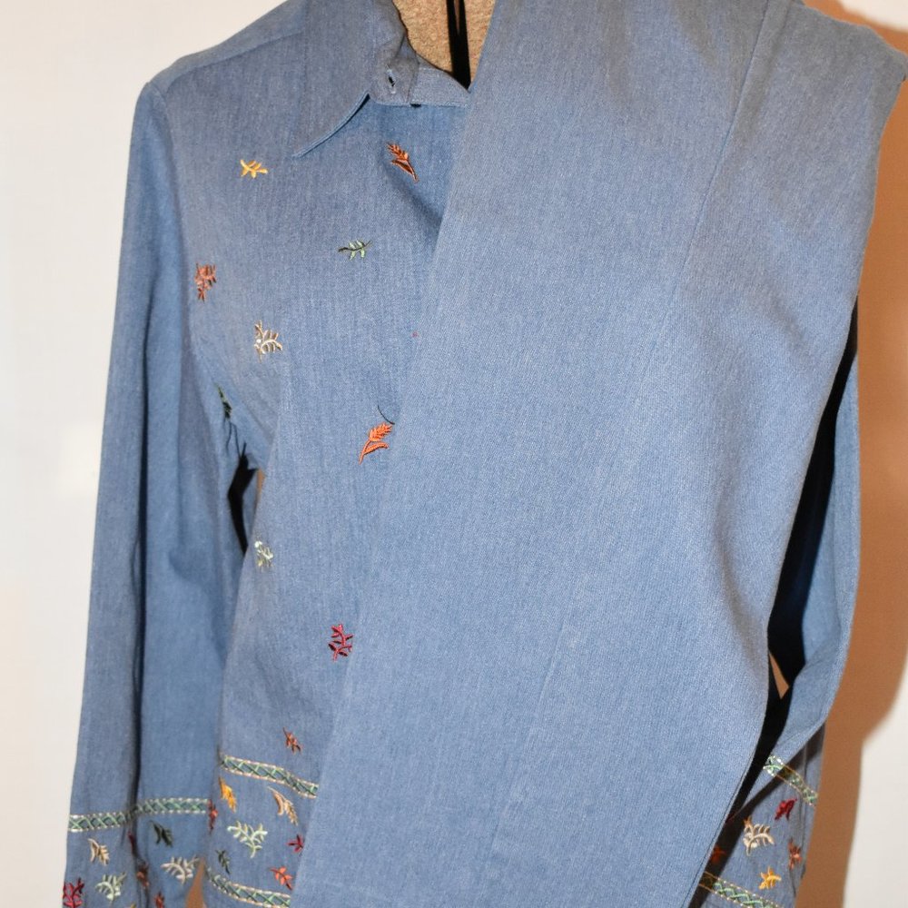 Bon Worth Denim Pants Suit (top XL petite - pants M petite)